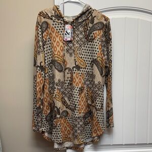 Be Stage paisley orange/ brown hoodie BNWT size 1X